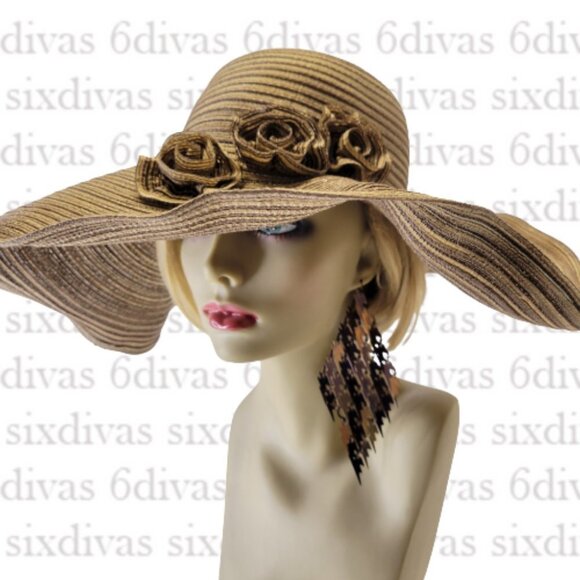 WOMENS Cotton Bendable Wide Brim Large Wedding, Summer Beach Holiday Party Hat - Picture 6 of 16